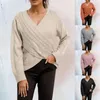 Kobiety swetry jesienne Krzyż mody Jacquard Slim Pullover Jumper swobodny luźny kolor V Nakień Wszechstronny sweter do pracy