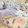 寝具セット子供セット充填漫画布団カバーフラットシート枕カバーソフトベッドリネンズ寮のベッドルームホームテキスタイル