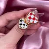 Bagues de cluster 2023 Coréen Métal Coeur Plaid Émail Pour Femmes Golden HipHop Vintage Charms Multicolore Bague Filles Bijoux D'été