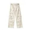 Pantalons pour hommes Street White Multi-poches Salopette Hommes Harajuku Style Pantalon décontracté ample Pantalon de nettoyage droit Automne 230927