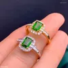 Cluster Rings Boutique Jewelry 925 Sterling Silver Inlaid Natural Diopside Gemstone Girl Ring Gold White Fashion Color Deep Translucent S