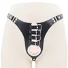 Bondage Bdsm Ceinture de chasteté masculine Sextoys Cage de chasteté en cuir Pénien portant un pantalon Anneau de pénis Érotique Chasteté urétrale Sex Toys pour hommes x0928