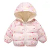 Down Coat Toddler Puffer Jacket söt tryck långärmad blixtlås Cardigan hoodie vinter för spädbarn baby vår faller utkläder