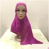 Accessoires de cheveux Femmes musulmanes Longue écharpe Strass Coton Hijab Head Er Wrap Chapeau de prière arabe Châles Foulards Étole Foulard Turban Dh8Ri