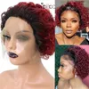 Krótkie peruki ludzkie włosy Pixie Cut Perging Spring Curl koronkowy przedni brazylijska remy dla czarnych kobiet naturalna