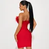 Vestidos casuais cinessd sexy menina envolto peito costura borla backless magro ajuste vestido 2023 verão cintura alta saia quadril