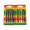 4pcs / pack accessoires de cire de couleur argent arc-en-ciel pelle Dab Dabber outil 80mm outils de fumage d'herbes sèches pour les plates-formes pétrolières tuyaux en verre à main narguilés bong d'eau