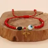 Link Bracelets Turkish Eye Charm Cross Pendant Women Fashion Jewelry Bohemian Summer Lucky Handmade Friendship Rope Red Crystal Bead