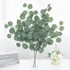 Dekorativa blommor Simulerade växter Eukalyptusgren Silk Fake Leaf Nordic Green Plant Wedding Decor Artificial Leaves Garden Balcony