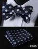 Lenços gravata borboleta lenço masculino azul marinho auto conjunto tecido seda xadrez festa casamento