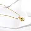 Naszyjniki wiszące Ason Trenda dla kobiet dziewcząt okrągłe owalne zielone CZ CZ Łańcuch geometrii mody Choker biżuterii