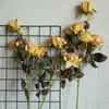 Decoratieve Bloemen 3 Hoofden INS Gedroogde Rozen Tak Gerimpeld Kunstmatig Voor Thuis Tafel Decor Valentijn Cadeau Kerst Flores