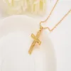 Men 24 k Solid Gold GF Cross Necklaces Whole Crucifix Pendant Women Jewelry Fashion Jesus Decoration Dress239k