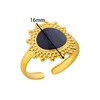 Eheringe Vintage Emaille Sonne für Frauen Goldfarbe Edelstahl Paar Ring Verstellbarer ästhetischer Luxusschmuck Geschenk