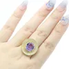 Cluster Rings 23x21mm Delicate Fine Cut 7g Color Changing Alexandrite Topaz CZ Women Engagement 14k Gold Silver Ring Eye Catching
