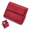 New Fashion Slim Mini Wallet Lady Short Solid Women Wallets Money Bag Hasp Genuine Leather Small Trifold Coin Purse Card Holder