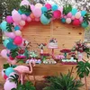 126pcs Pink Green Tropical Balloon Garland Kit Hawaiian Luau Flamingo Theme Balloon with Palm Leaves Wedding Birthday Decoration327m