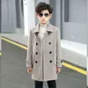 Cappotto Ragazzo Più Cotone Caldo Di Lana Per L'autunno Inverno 2023 Moda Girocollo Doppio Singoli Tasche In Twill Bambini Trench 230928