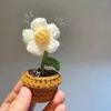 Decorative Flowers Hand-knitted Sunflower Tuilp Flower Crochet Potted Plants Homemade Woven Pot Home Decor