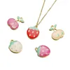 Charms 10pcs/lot Enamel Strawberry Cherry Shape Alloy Drop Oil Pendants For DIY Jewelry Making Earrings Necklace Bracelet Chains