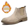 Botas Hombres de cuero genuino Resbalón en Chelsea Plus Tamaño 3847 Bota de tobillo con calzado de invierno de piel para hombre 230928