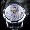 Forsining montres de mode affichage de diamant demi-squelette conception unique cadran de mode montres en argent pour hommes Top marque de luxe neutre Ca276J