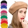 Berets Women Wool French Artist Style Warm Winter Beanie Hat Retro Plain Beret Solid Color Elegant Lady All Matched Autumn Caps 230928