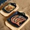 Pfannen Koreanischer runder Steakteller aus Gusseisen Spezialgerichte Kommerzieller Barbecue-Topf Pfanne Antihaft-Tablett Brutzelnd