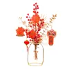 装飾的な花中国の年の飾り人工レッドベリーブランチボンサイ花柄のアレンジメントオフィスのための飾られた工芸品
