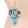 Boucles d'oreilles pendantes Vintage en pierre bleue Cactus pour femmes, pendentif bohème à la mode pour bijoux de fête, vente en gros, Aretes, 2023