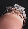 Klaster pierścieni solid 10k białe złoto kobiety w przyjęciu na przyjęcie rocznicowe pierścionek zaręczynowy 1 2 3 4 5 Diamentowy trylion molllion moissanite