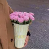 Dekorativa blommor Diy Sticked Rose Bouquet Handgjorda virkade garn Fake Flower bevarad alla hjärtans dag Mors gåva Heminredning Hantverk