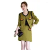 Two Piece Dress 2023 Spring Single Breasted Contrast Color Coat High Waist Mini Skirt 2 Sets Women Outfit Elegant Luxury Office Suit