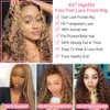 Syntetics Highlight Spets Front Human Hair Deep Wave 13x4 HD Transparent Honey Blonde Ombre Frontal Curly for Women 230928