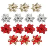 Decoratieve bloemen 24 stuks gepoederde ui kerst decor xmas nep decoratie zijden doek poinsettia vaas decors