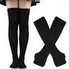 Women Socks Christmas Cosplay Rands Long Arm Sleeve Gloves Set For Girls Over Knee Cotton Fashion Halloween