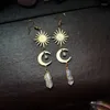 Dangle Oorbellen Zon Magische Engel Maan Halve Maan Fase Hemelse Kristal Hippie Sieraden Vrouwen Cadeau Boho Witchy Natural