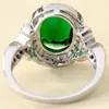 Trouwringen Luxe Klassieke Ring Voor Vrouwelijke Peer Cut Pure Grote Groene Kristal Trendy Zilveren Kleur Sieraden Prinses