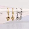 أقراط طوق Ryju 925 Sterling Silver Silver Korean Nautical Little Zircon Fish Charms Huggie Piercing for Women Teen Jewelry Jewelry