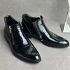 Boots Exotic Skin Men's Short Chelsea Genuine Real Alligator Leather Zipper Clre Male Black Ankle 230928