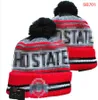 Шапки штата Огайо Buckeyes Beanie Североамериканская команда колледжа с боковой нашивкой Зимняя шерсть Спортивная вязаная шапка Кепки с черепом a0