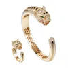 Donia Jewelry luxury bangle Party European and American Fashion Leopard Titanium Micro-Mosaic Zirconia Designer Ring Set220m