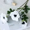 Fleurs décoratives 5 pièces artificielles 3 têtes d'anémones fleur de soie pour la décoration de la maison accessoires Table de fête décor de mariage faux Bouquet