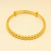 Carved Beads Bangle 18k Mans Brick shaped decoration Yellow Gold Filled Classic Style Womens Bangle Adjustable Bracelet Gift