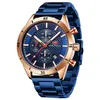 Montres à Quartz pour hommes, montre-bracelet étanche, horloge bleue, Whatch Relogio 2021, 2704