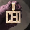 14K Anpassade namn Square Letters Pendant Necklace Gold Silver Rosegold 3Colors Cubic Zirconia Jewelry220N