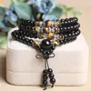 SN1527 Balck Tourmaline 108 Mala pulsera para mujer, nuevo diseño, pulsera de piedra de ojo de tigre, joyería de moda para mujer 232R