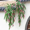 Fleurs décoratives 130CM Wisteria fleur artificielle rotin couronne arc mariage maison jardin bureau décoration pendentif plante mur