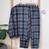 Pijamas masculinos primavera outono mangas compridas pijamas para homens algodão flanela calças de chão cardigan confortável conjunto de pijama macio