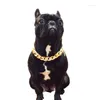 Hundhalsar som säljer Teddy Pug French Bully Gold Chain Liten och medelstora krage Pethalsband smycken Funnlig klänning universal